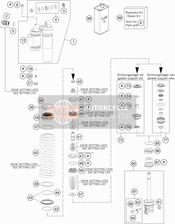 KTM 300 EXC Australia 2014 Shock Absorber Disassembled for a 2014 KTM 300 EXC Australia