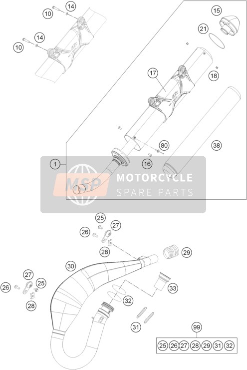 KTM 300 EXC Australia 2016 Système d'échappement pour un 2016 KTM 300 EXC Australia