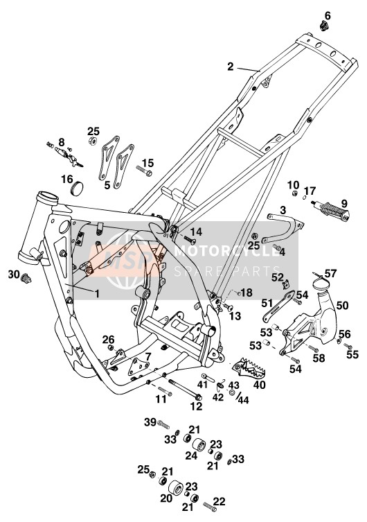 KTM 300 EXC M/O Europe 1996 Frame for a 1996 KTM 300 EXC M/O Europe