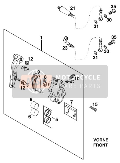 KTM 300 EXC M/O Europe 1996 Bremssattel vorne für ein 1996 KTM 300 EXC M/O Europe