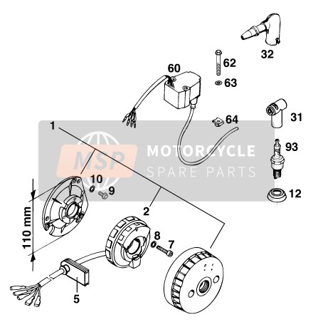 KTM 300 EXC M/O Europe 1996 Sistema de encendido para un 1996 KTM 300 EXC M/O Europe