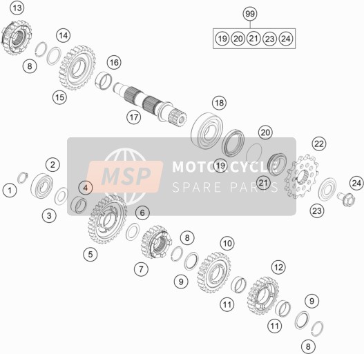 KTM 300 EXC CKD Brazil 2018 Transmission II - Counter Shaft for a 2018 KTM 300 EXC CKD Brazil