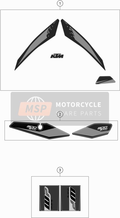 79608198017, Decal Set 300 Exc 2019, KTM, 0