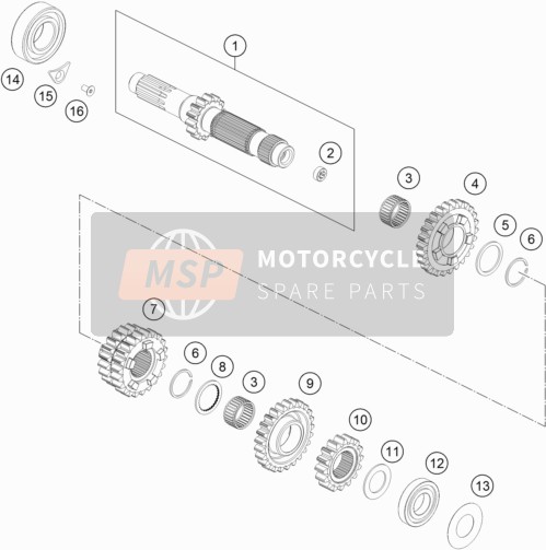 KTM 300 EXC CKD Brazil 2019 Transmission I - Main Shaft for a 2019 KTM 300 EXC CKD Brazil