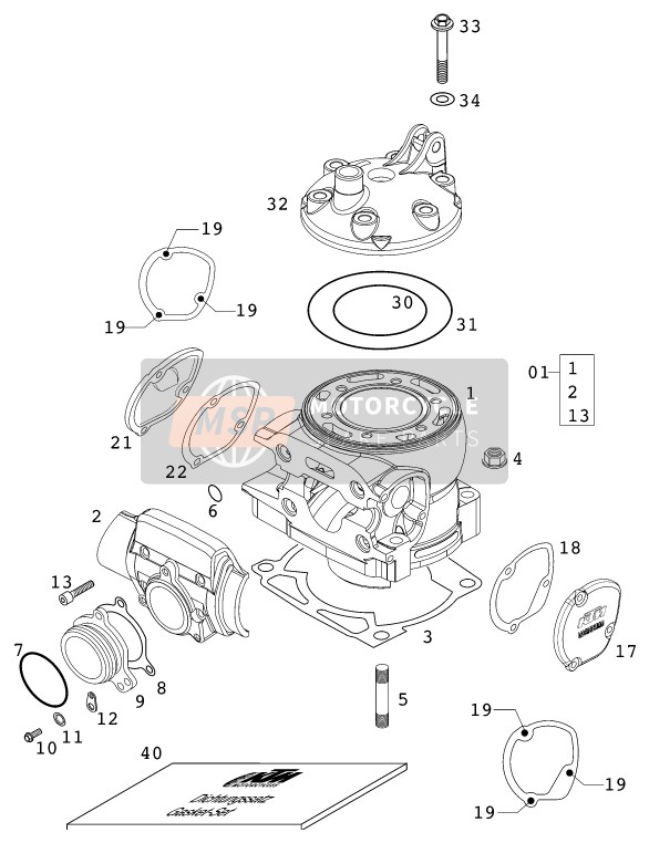 KTM 300 EXC SIX-DAYS Europe 2001 Cilinder voor een 2001 KTM 300 EXC SIX-DAYS Europe