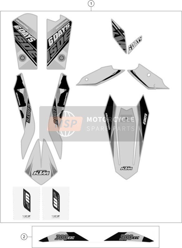 KTM 300 EXC SIX-DAYS Europe 2015 Aufkleber für ein 2015 KTM 300 EXC SIX-DAYS Europe
