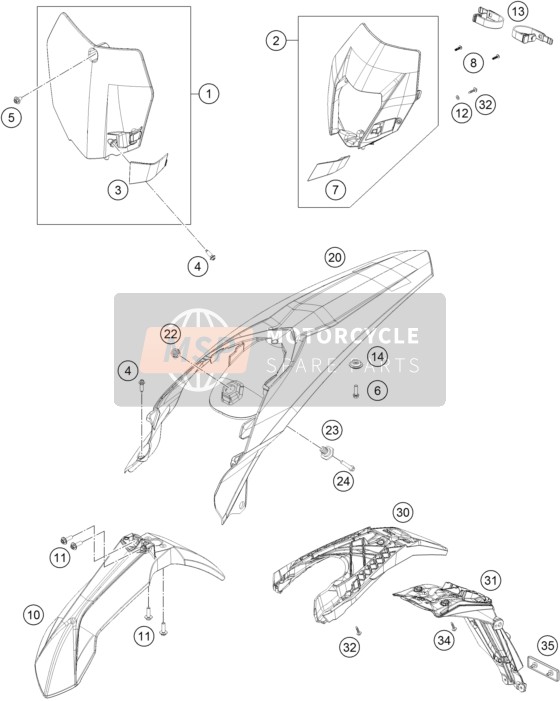 KTM 300 EXC SIX-DAYS Europe 2015 Mask, Fenders for a 2015 KTM 300 EXC SIX-DAYS Europe