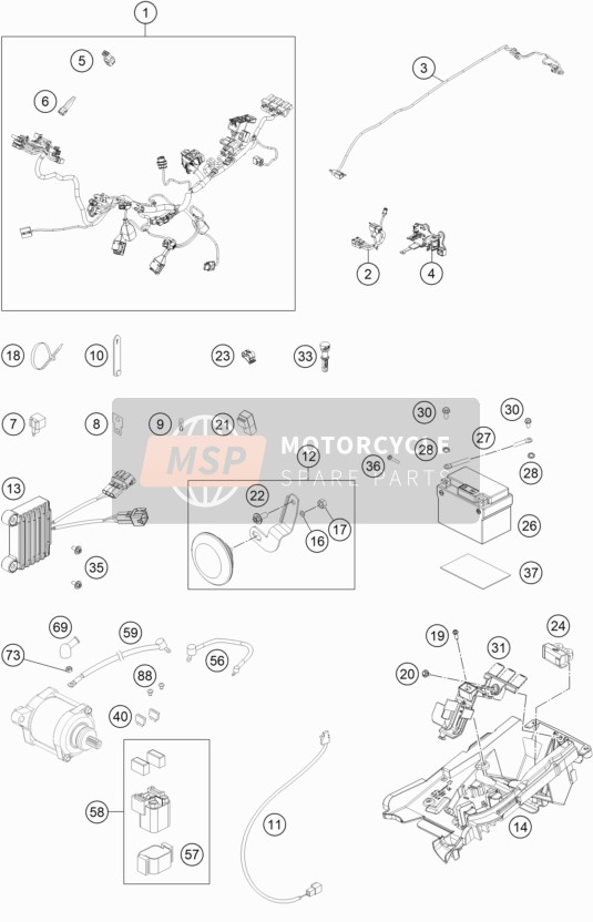 KTM 300 EXC Six Days TPI Europe 2020 Faisceau de câblage pour un 2020 KTM 300 EXC Six Days TPI Europe