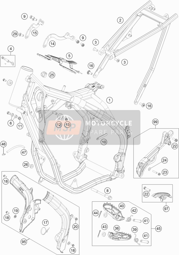 KTM 300 EXC TPI Europe 2018 Frame voor een 2018 KTM 300 EXC TPI Europe