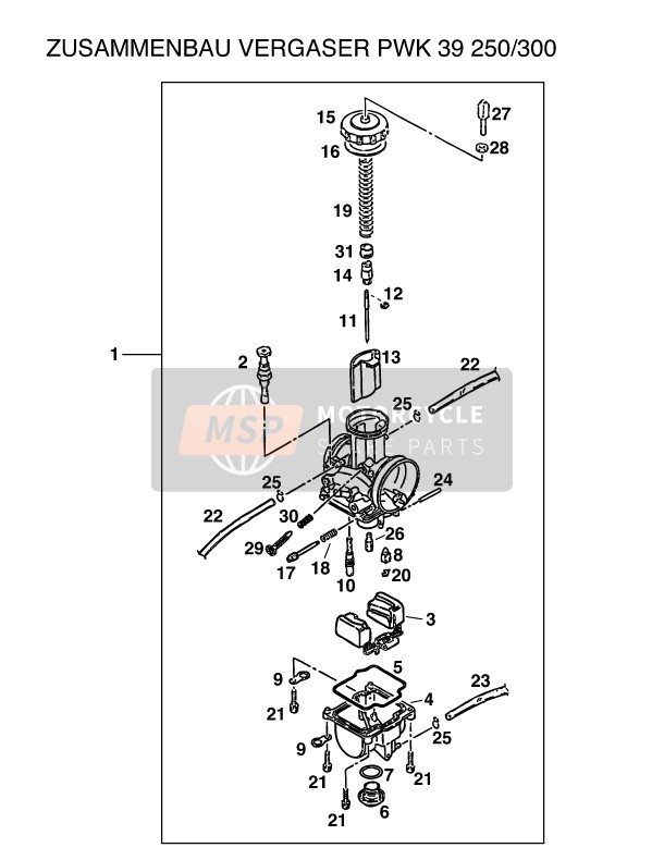 KTM 300 MXC USA 1994 Carburettor for a 1994 KTM 300 MXC USA