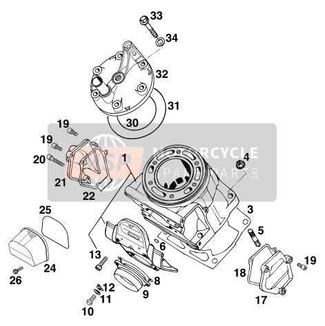 KTM 300 MXC 12lt USA 1998 Cilinder voor een 1998 KTM 300 MXC 12lt USA