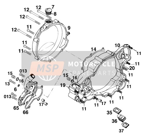 KTM 300 MXC M/O 13lt USA 1997 Tapa del embrague para un 1997 KTM 300 MXC M/O 13lt USA