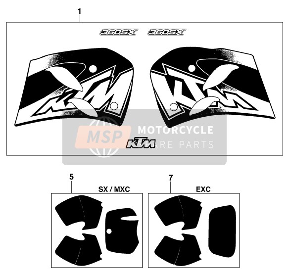 KTM 300 MXC M/O 13lt USA 1997 Calcomanía para un 1997 KTM 300 MXC M/O 13lt USA