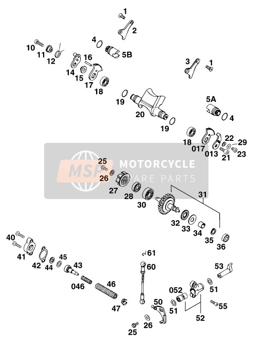 KTM 300 MXC M/O 13lt USA 1996 Uitlaatcontrole voor een 1996 KTM 300 MXC M/O 13lt USA