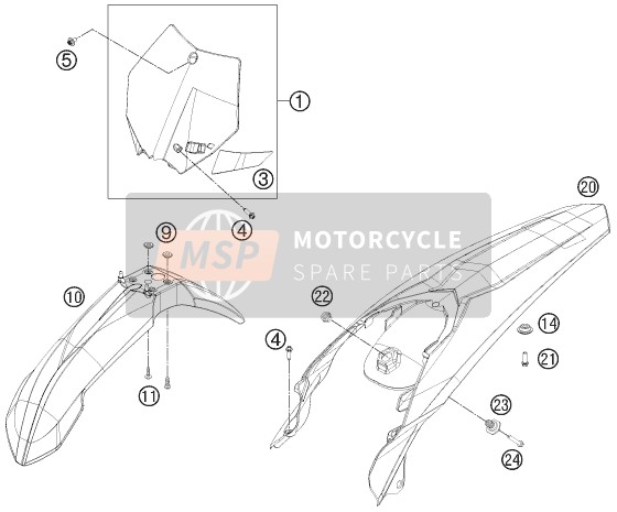 KTM 300 XC-W USA 2012 ABDECKUNG, KOTFLÜGEL für ein 2012 KTM 300 XC-W USA