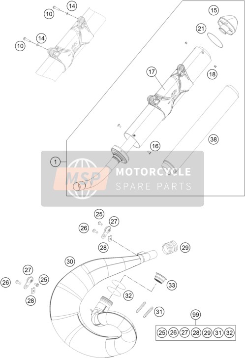 KTM 300 XC-W USA 2014 Uitlaatsysteem voor een 2014 KTM 300 XC-W USA