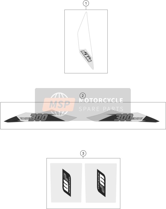 54808198900, AUFKLEBER-SET Heck 300 XC-W 15, KTM, 0