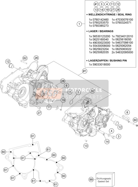 KTM 300 XC-W USA 2018 Caja del motor para un 2018 KTM 300 XC-W USA