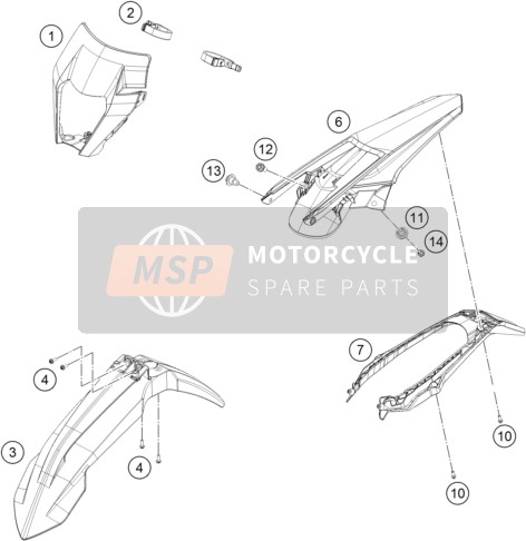 KTM 300 XC-W USA 2018 ABDECKUNG, KOTFLÜGEL für ein 2018 KTM 300 XC-W USA