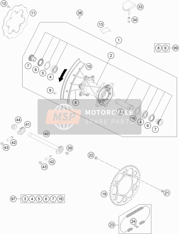 KTM 300 XC-W Six Days TPI USA 2019 Hinterrad für ein 2019 KTM 300 XC-W Six Days TPI USA