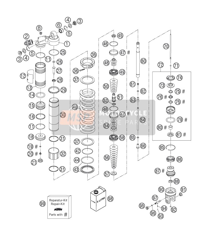 KTM 300 XC USA 2006 Amortisseur démonté pour un 2006 KTM 300 XC USA