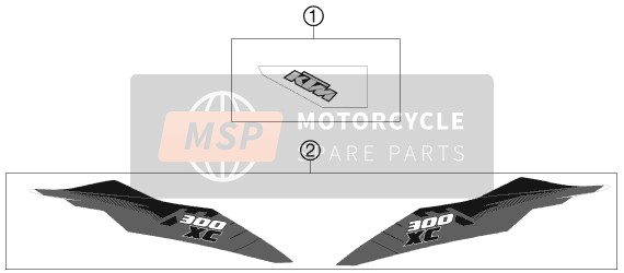 KTM 300 XC EU, US 2012 Decal for a 2012 KTM 300 XC EU, US