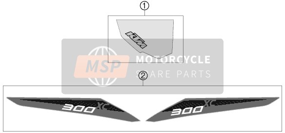 KTM 300 XC EU, US 2013 Sticker voor een 2013 KTM 300 XC EU, US