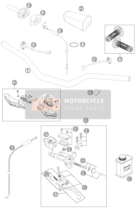 KTM 300 XC EU, US 2013 Lenker - Steuerungen für ein 2013 KTM 300 XC EU, US