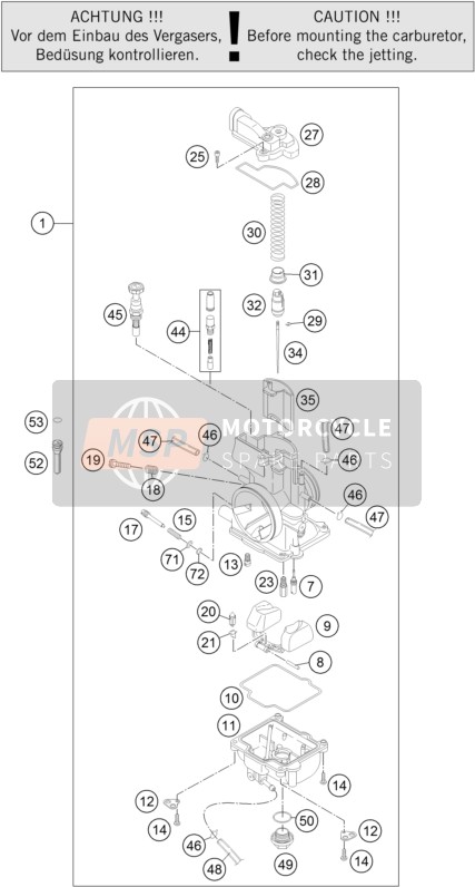 KTM 300 XC EU, US 2014 Carburatore per un 2014 KTM 300 XC EU, US