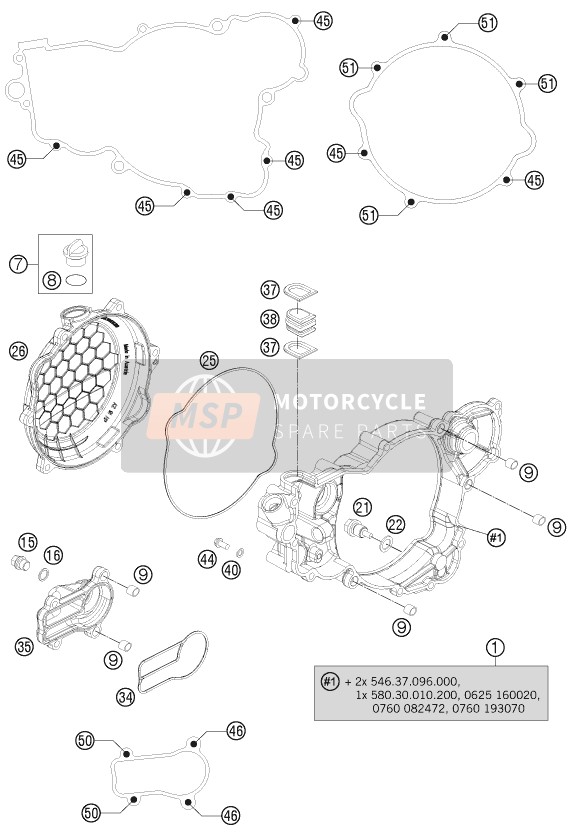 KTM 300 XC EU, US 2015 Coperchio frizione per un 2015 KTM 300 XC EU, US
