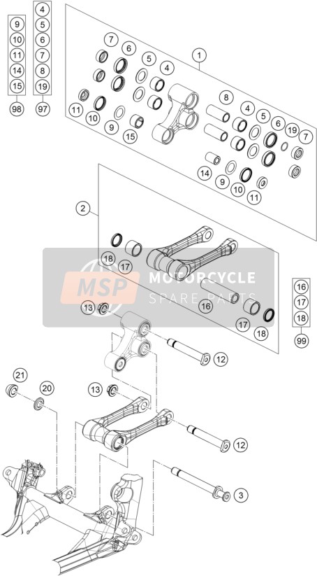 KTM 300 XC EU, US 2015 Liaison Pro Lever pour un 2015 KTM 300 XC EU, US