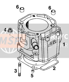 KTM 350 E-XC 4T Europe 1994 Cylindre pour un 1994 KTM 350 E-XC 4T Europe