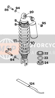 KTM 350 E-XC 4T Europe 1994 Shock Absorber for a 1994 KTM 350 E-XC 4T Europe