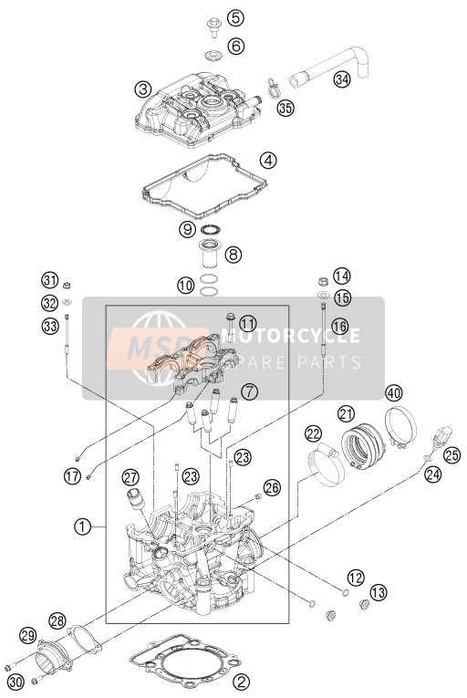 KTM 350 EXC-F Europe 2012 Cylinder Head for a 2012 KTM 350 EXC-F Europe