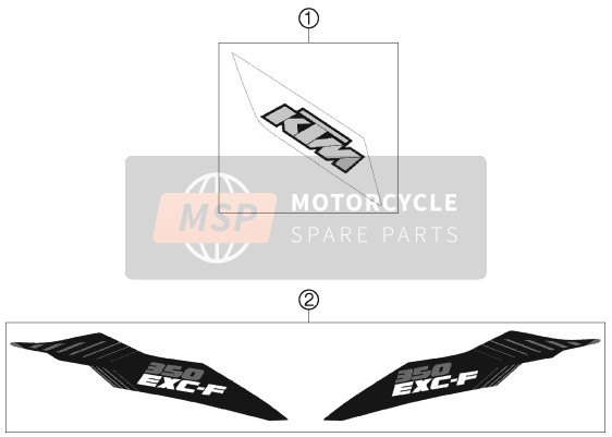 KTM 350 EXC-F Europe 2012 Decal for a 2012 KTM 350 EXC-F Europe