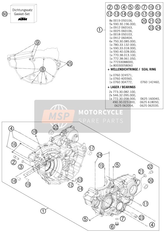 KTM 350 EXC-F USA 2012 Engine Case for a 2012 KTM 350 EXC-F USA