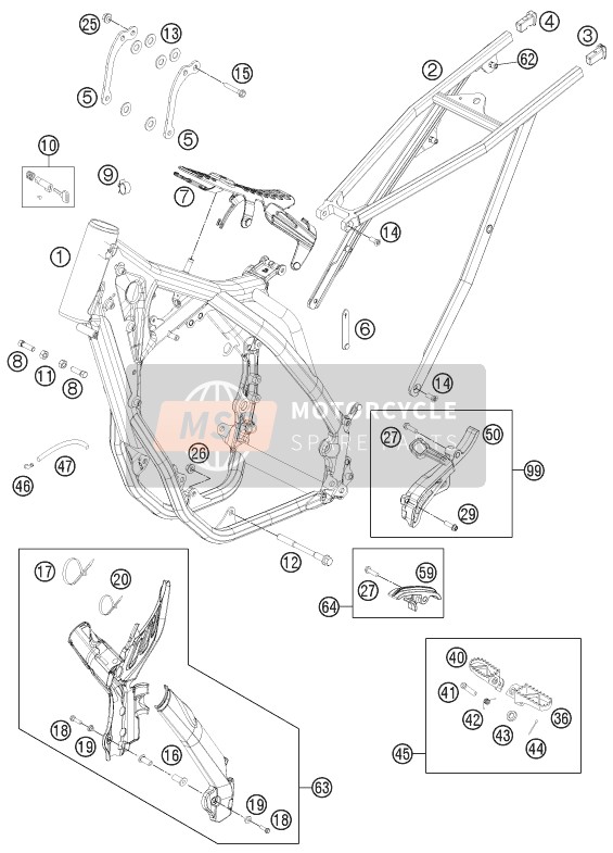 KTM 350 EXC-F USA 2012 Frame for a 2012 KTM 350 EXC-F USA