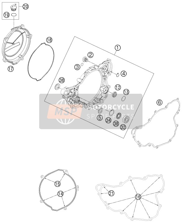 KTM 350 EXC-F USA 2013 Clutch Cover for a 2013 KTM 350 EXC-F USA