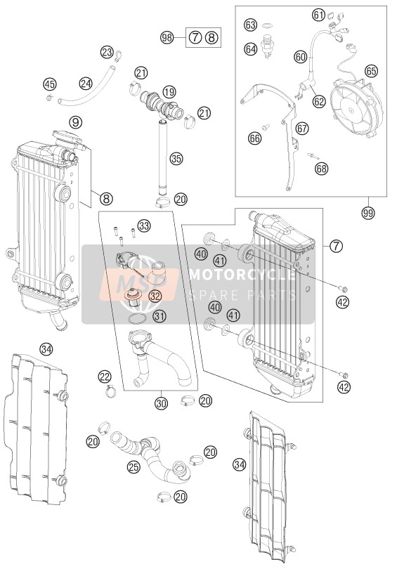 KTM 350 EXC-F Europe 2013 Cooling System for a 2013 KTM 350 EXC-F Europe