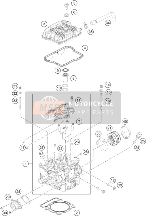 KTM 350 EXC-F Europe 2014 Cylinder Head for a 2014 KTM 350 EXC-F Europe