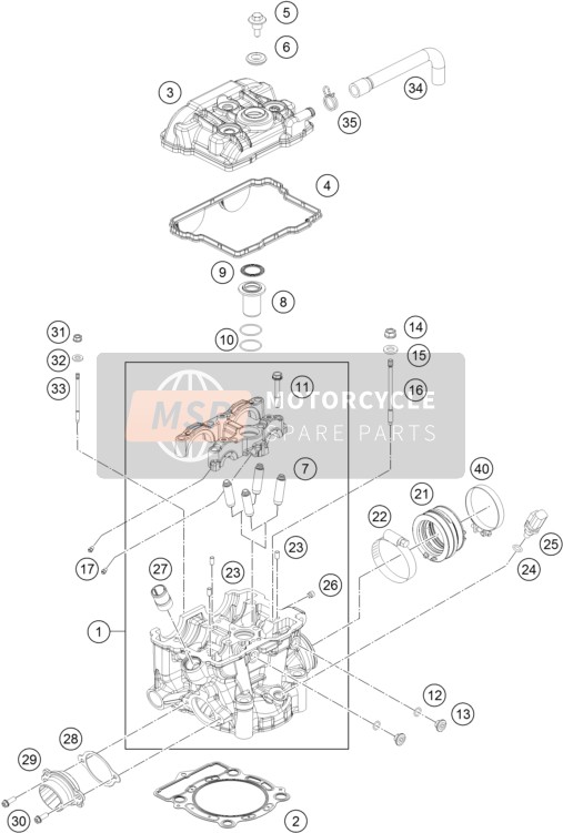 KTM 350 EXC-F Australia 2015 Cylinder Head for a 2015 KTM 350 EXC-F Australia