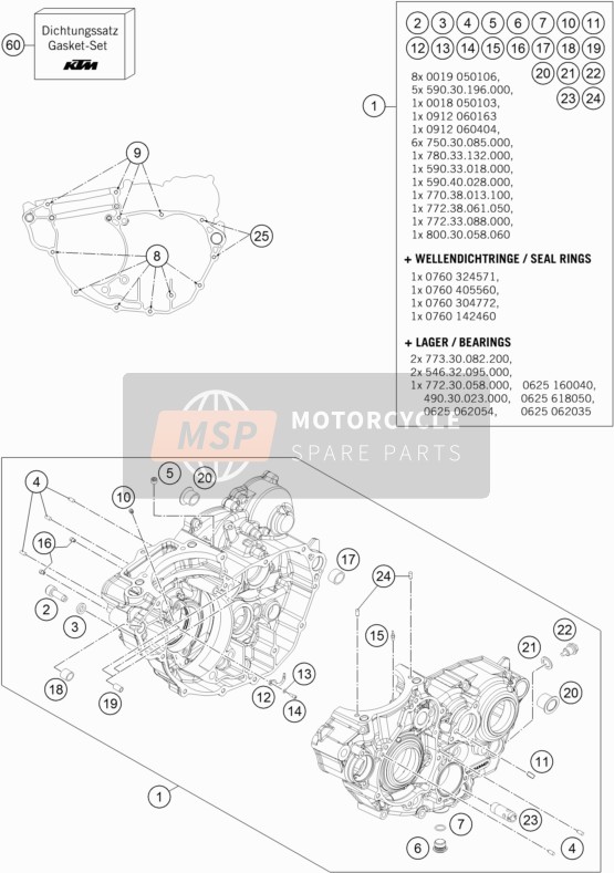 KTM 350 EXC-F Australia 2015 Boîtier moteur pour un 2015 KTM 350 EXC-F Australia