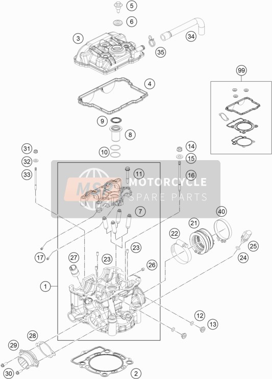 KTM 350 EXC-F Europe 2016 Cylinder Head for a 2016 KTM 350 EXC-F Europe