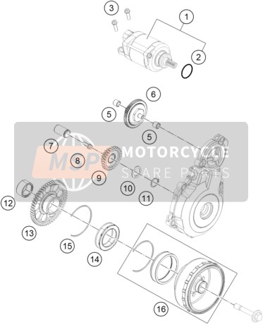 KTM 350 EXC-F USA 2016 Arrancador eléctrico para un 2016 KTM 350 EXC-F USA