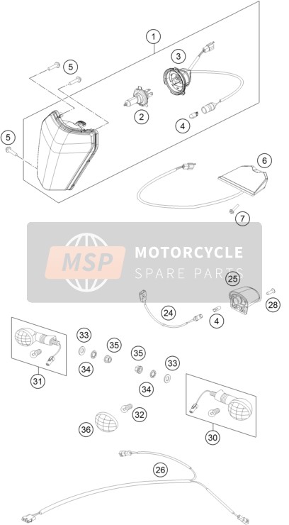 KTM 350 EXC-F USA 2016 Système d'éclairage pour un 2016 KTM 350 EXC-F USA