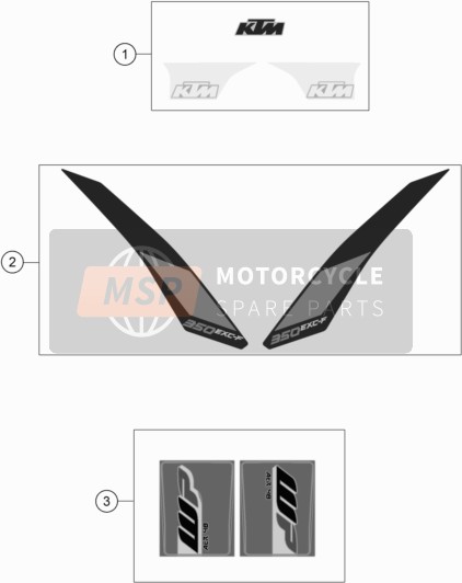 79008155005, Decal Set Spoiler 350 EXC-F 17, KTM, 0