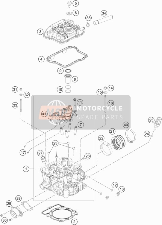 KTM 350 EXC-F USA 2018 Cilinderkop voor een 2018 KTM 350 EXC-F USA