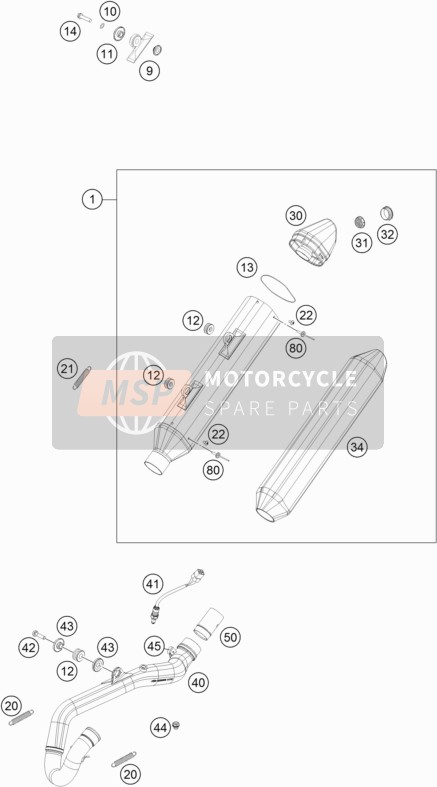 KTM 350 EXC-F USA 2018 Sistema de escape para un 2018 KTM 350 EXC-F USA