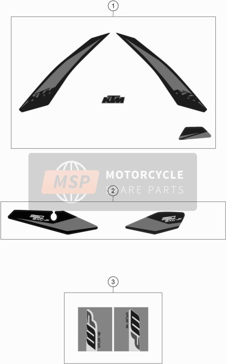 79608198019, Decal Set 350 EXC-F 2019, KTM, 0