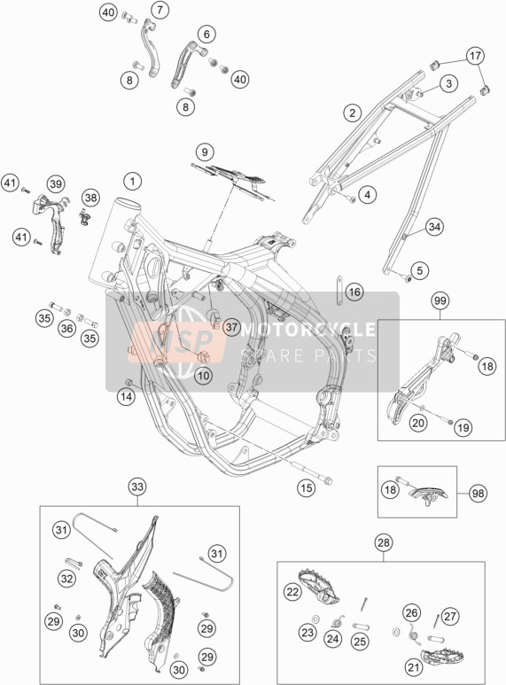 KTM 350 EXC-F Europe 2020 Rahmen für ein 2020 KTM 350 EXC-F Europe